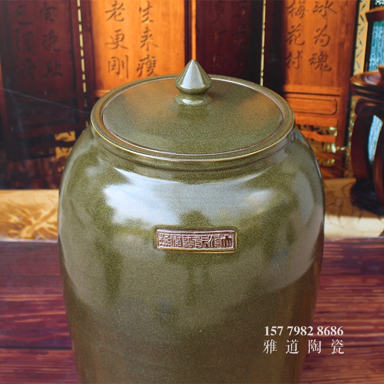 大脚冬瓜茶叶末釉陶瓷储物罐-盖子