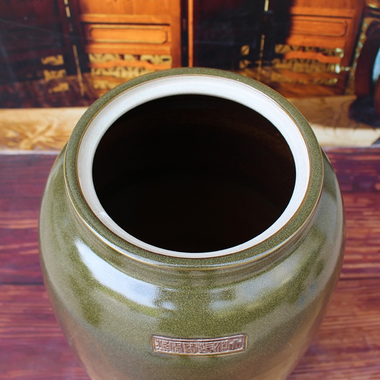 大脚冬瓜茶叶末釉陶瓷储物罐-内部