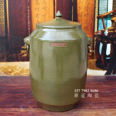 金钟狮子头茶叶末陶瓷米坛面缸