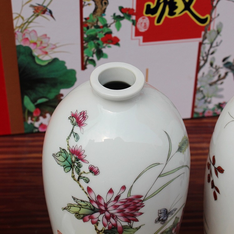 景德镇1斤春夏秋冬陶瓷酒坛套装-口