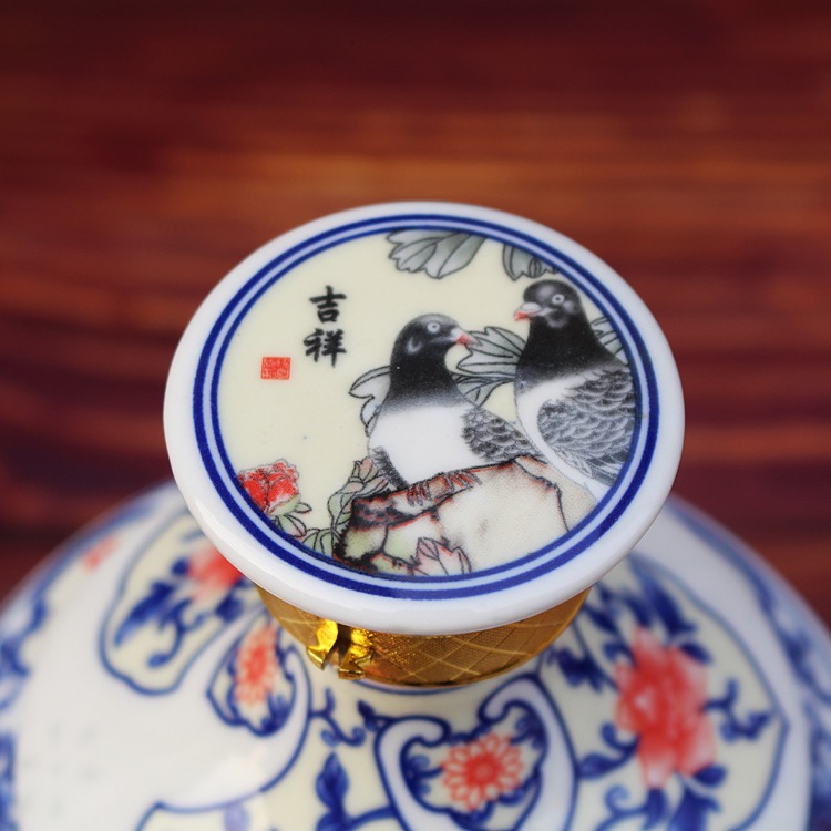 吉祥富贵斗彩景德镇3斤酒坛-盖子 吉祥富贵斗彩景德镇3斤酒坛-盖子