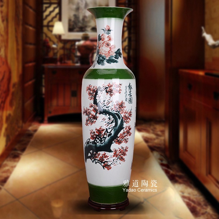 景德镇陶瓷手绘艺术大花瓶报春图