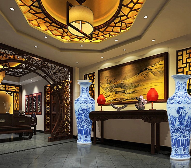 景德镇陶瓷手绘八仙神通室内大花瓶 雅道陶瓷网