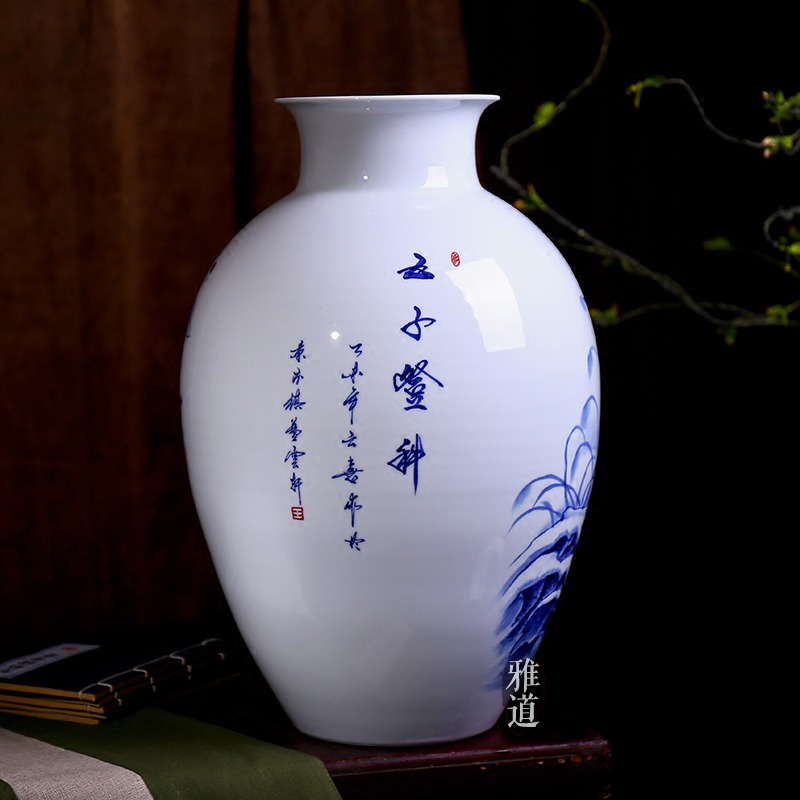 景德镇手绘陶瓷花瓶高档礼品花瓶-背面