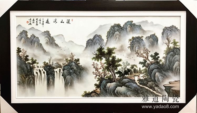 景德镇釉上粉彩山水风景瓷板画