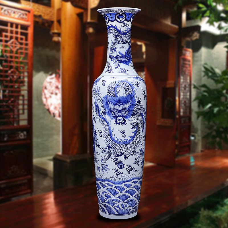 景德镇手绘龙纹1米8至3米青花瓷大花瓶细节图