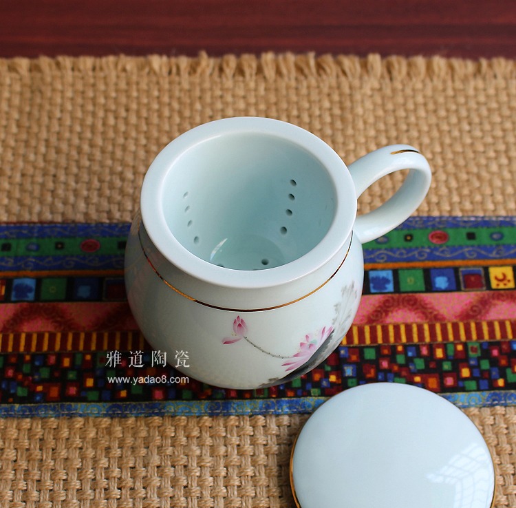 青瓷滤网三件套创意茶杯