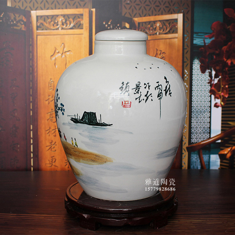 10-50斤景德镇陶瓷酒坛手绘乡情