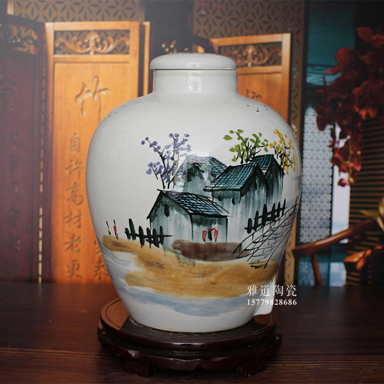 10-50斤景德镇陶瓷酒坛手绘乡情