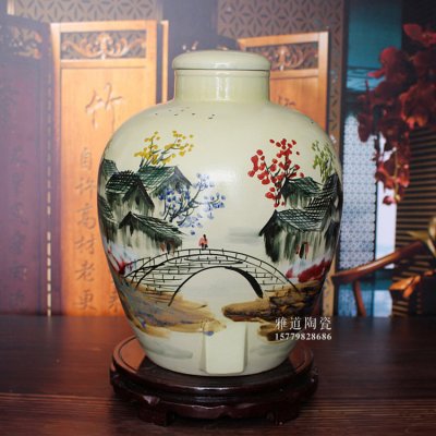 10-50斤景德镇陶瓷酒坛手绘乡情