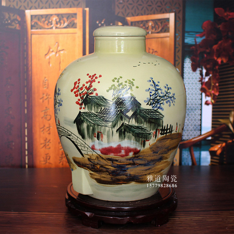 10-50斤景德镇陶瓷酒坛手绘乡情