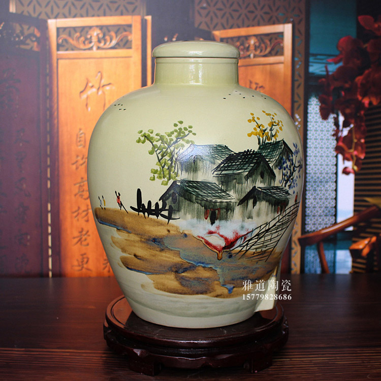 10-50斤景德镇陶瓷酒坛手绘乡情