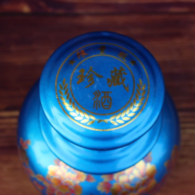 10斤水晶釉花开富贵陶瓷酒坛
