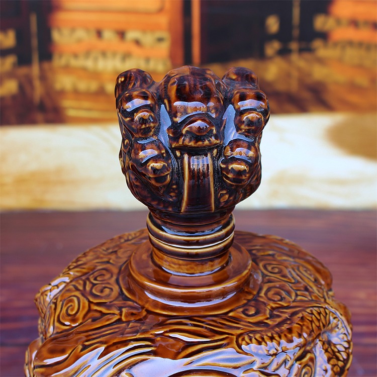 10斤高档陶瓷酒坛双龙戏珠