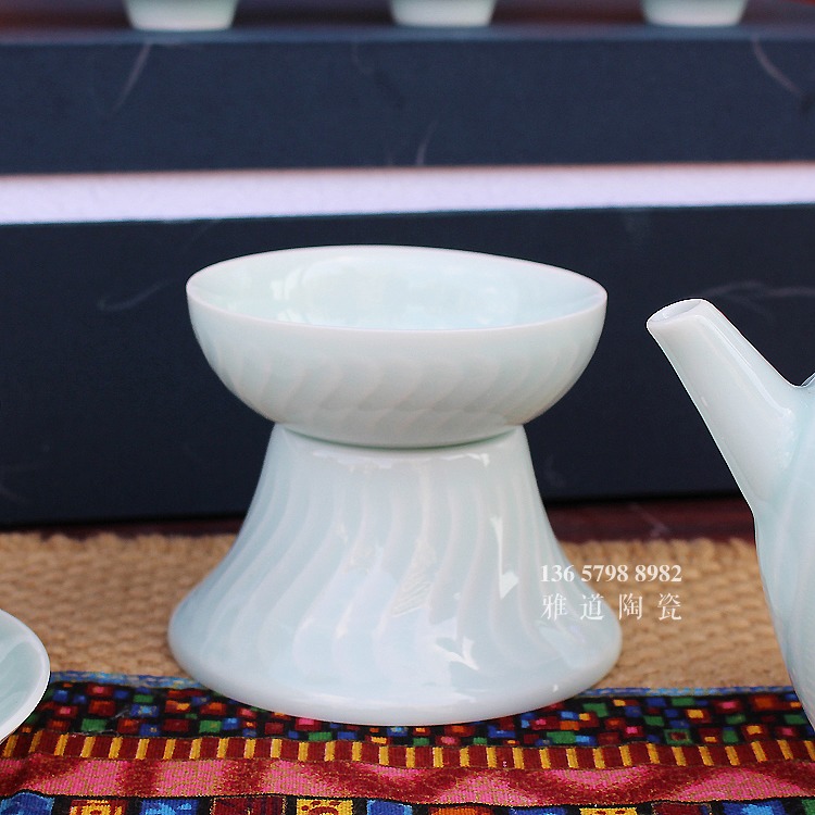 景德镇10头盖碗青釉功夫茶具套装-茶楼 景德镇10头盖碗青釉功夫茶具套装-茶楼