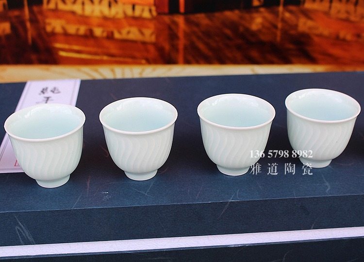 景德镇10头盖碗青釉功夫茶具套装-茶杯 景德镇10头盖碗青釉功夫茶具套装-茶杯