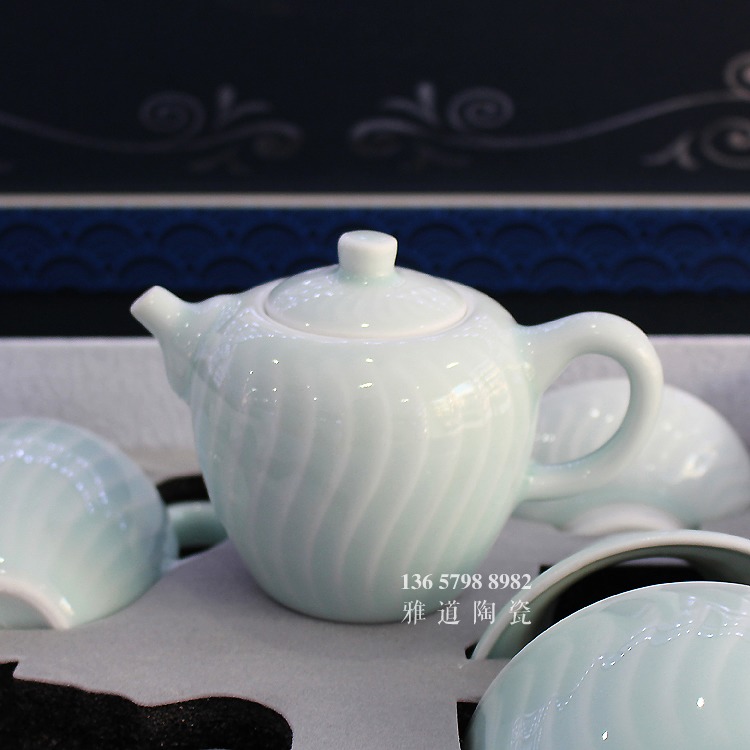 景德镇10头盖碗青釉功夫茶具套装-茶壶 景德镇10头盖碗青釉功夫茶具套装-茶壶