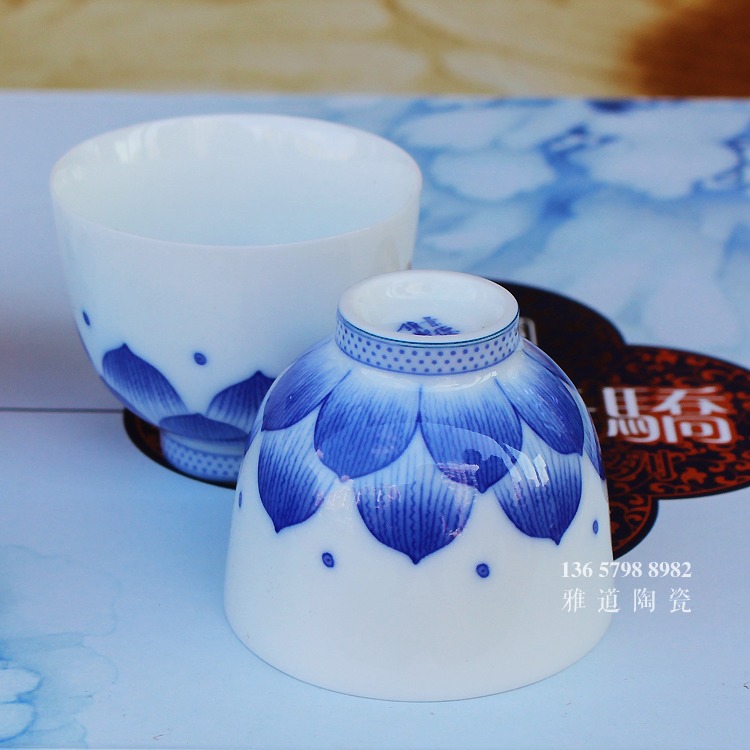 景德镇青花瓷茶具套装莲花功夫茶具-茶杯