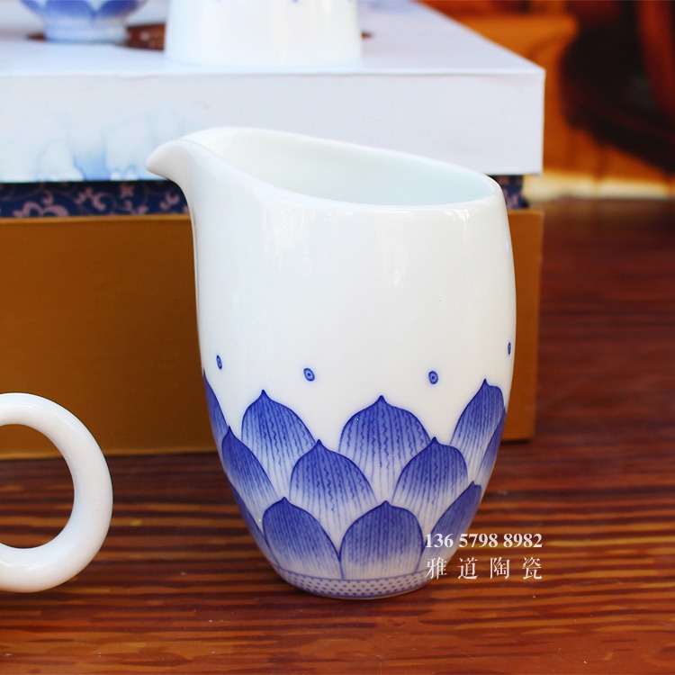 景德镇青花瓷茶具套装莲花功夫茶具