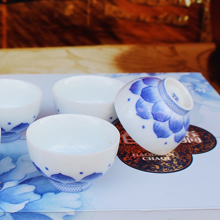 景德镇青花瓷茶具套装莲花功夫茶具