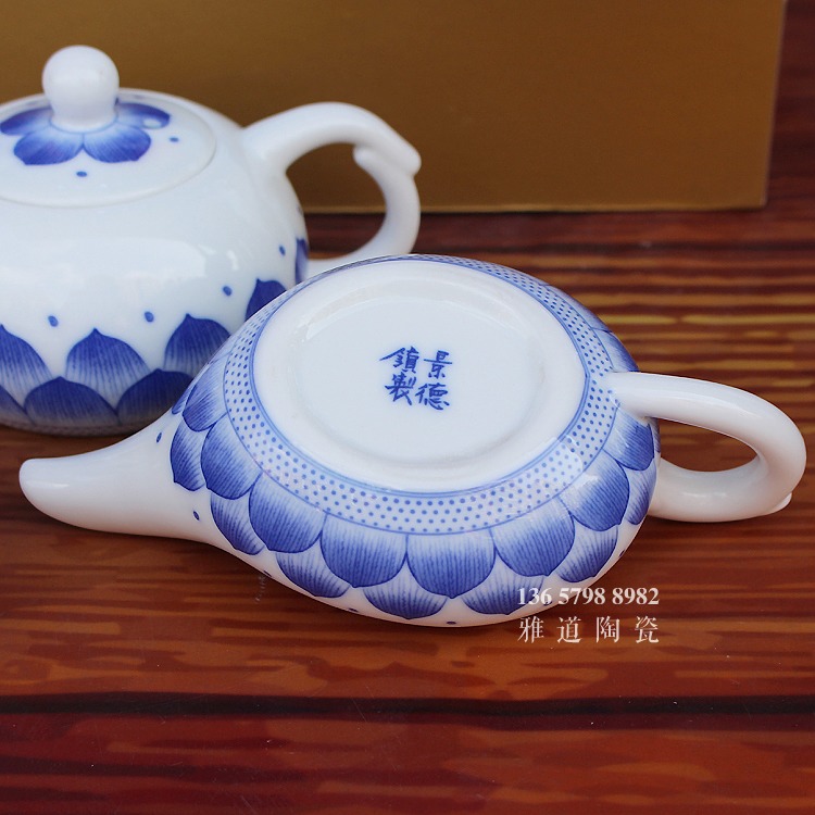 景德镇青花瓷茶具套装莲花功夫茶具