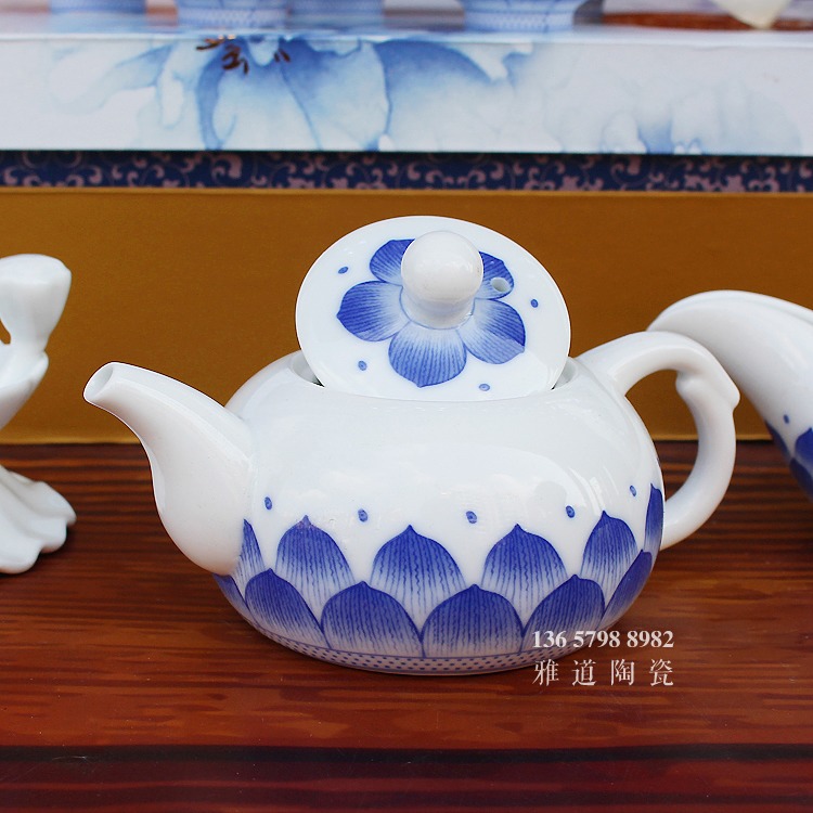 景德镇青花瓷茶具套装莲花功夫茶具