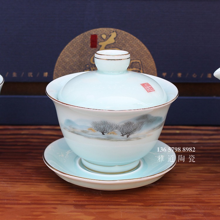 10头景德镇家用陶瓷盖碗功夫茶具-盖碗