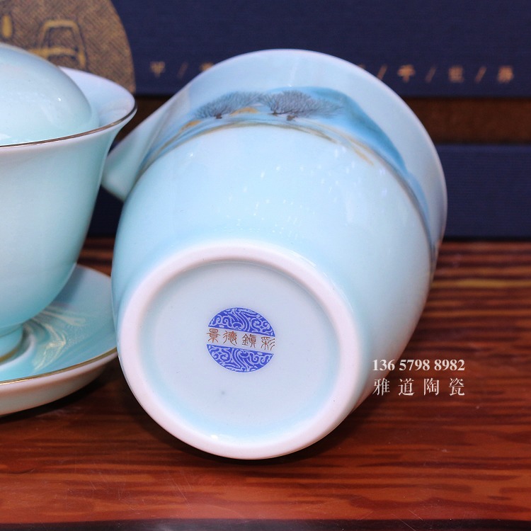 10头景德镇家用陶瓷盖碗功夫茶具-底款