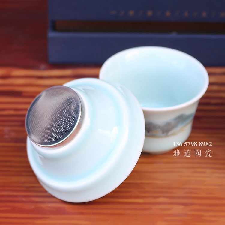 10头景德镇家用陶瓷盖碗功夫茶具-茶漏