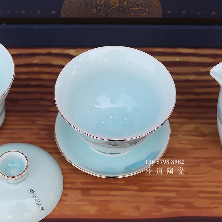 10头景德镇家用陶瓷盖碗功夫茶具-盖碗内部