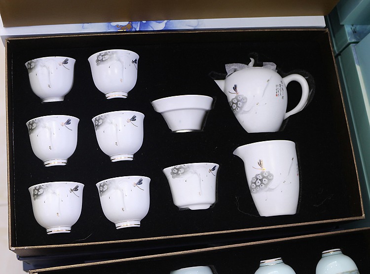 10头景德镇家用陶瓷盖碗功夫茶具-款式二
