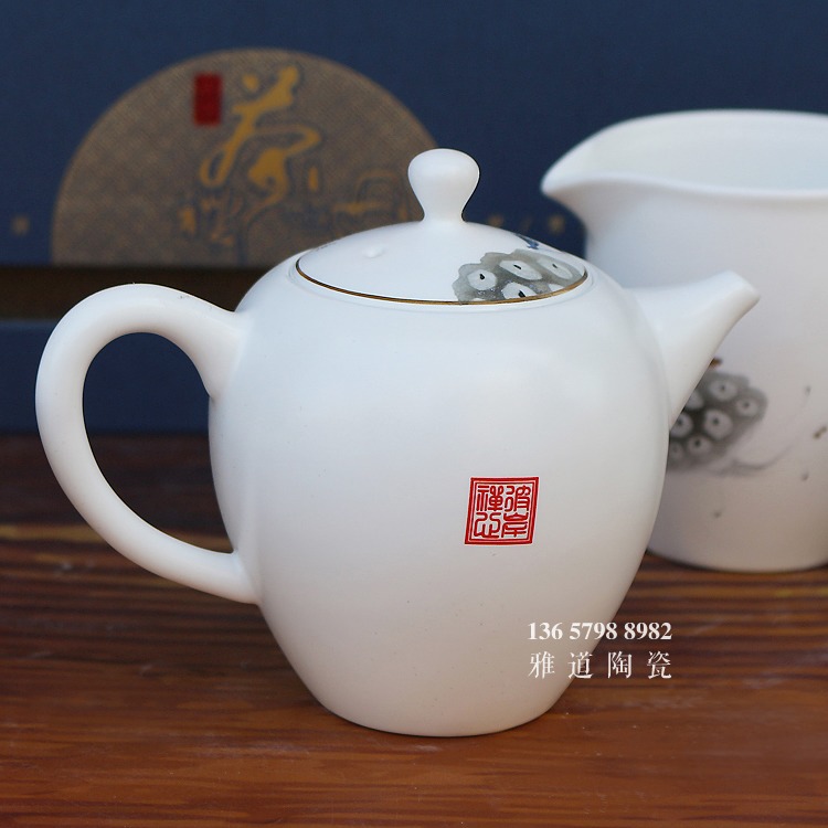 整套功夫茶具茶杯茶海套装彼岸禅心-茶壶背面