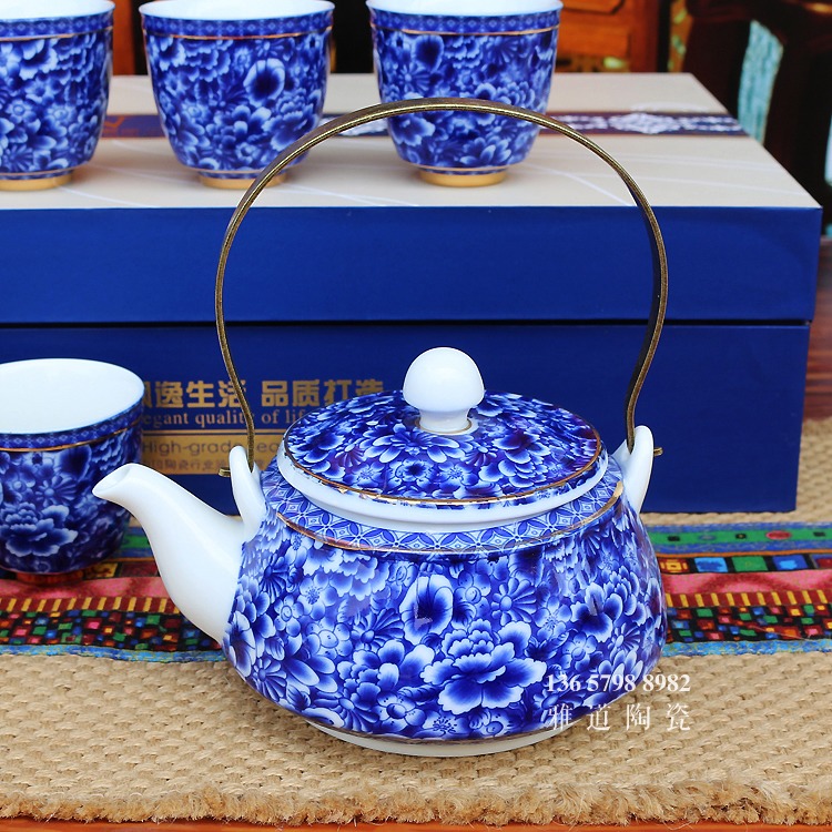 景德镇家用提梁壶实用青花瓷茶具套装-提梁壶