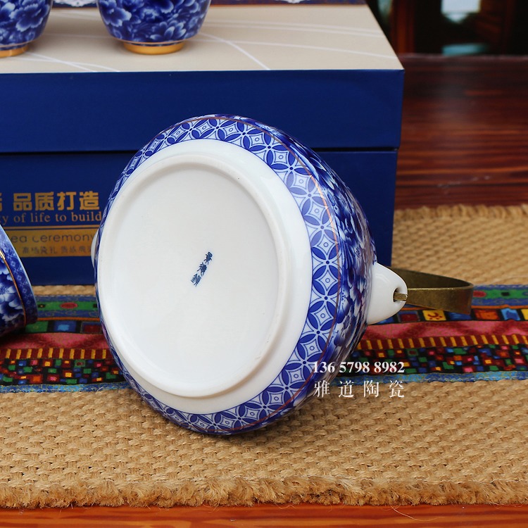 景德镇家用提梁壶实用青花瓷茶具套装-底款