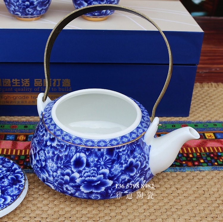 景德镇家用提梁壶实用青花瓷茶具套装-内部