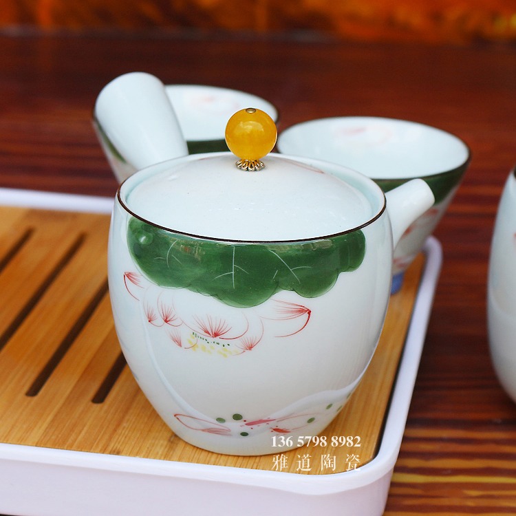 手绘陶瓷户外车载便携式旅行功夫茶具-茶壶