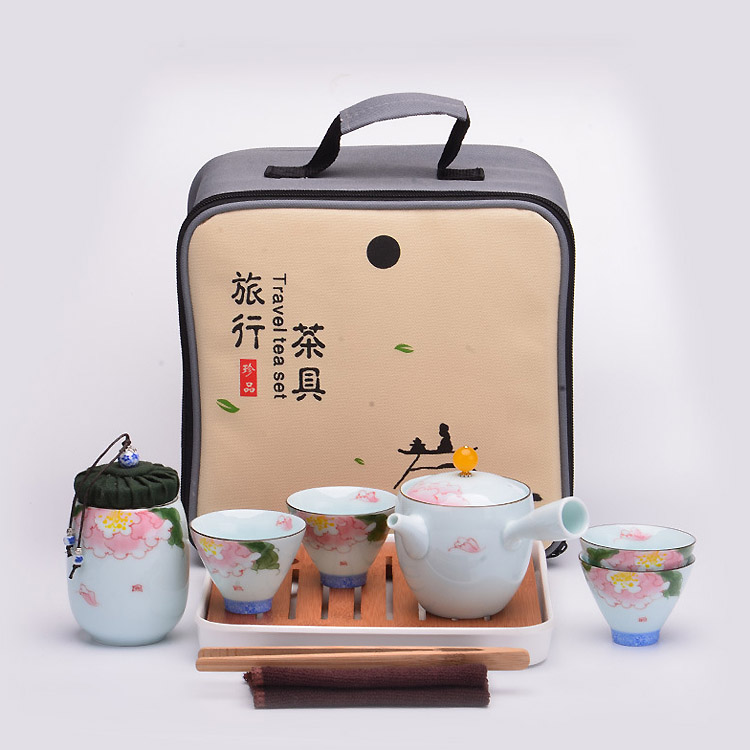 手绘陶瓷户外车载便携式旅行功夫茶具-包装