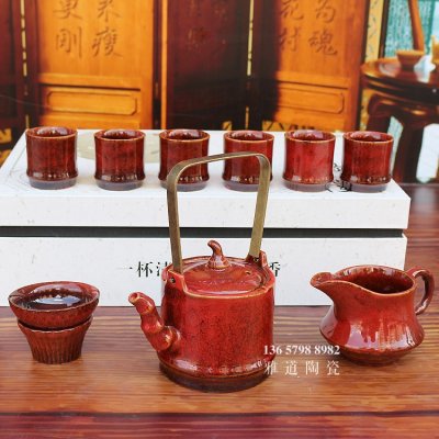 景德镇高温颜色釉窑变陶瓷功夫茶具套装