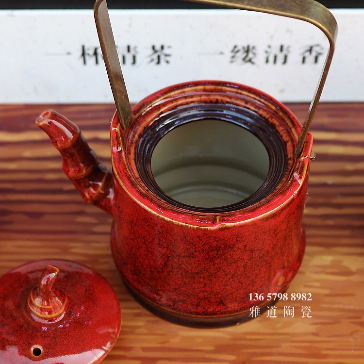 景德镇高温颜色釉窑变陶瓷功夫茶具套装-茶壶内部