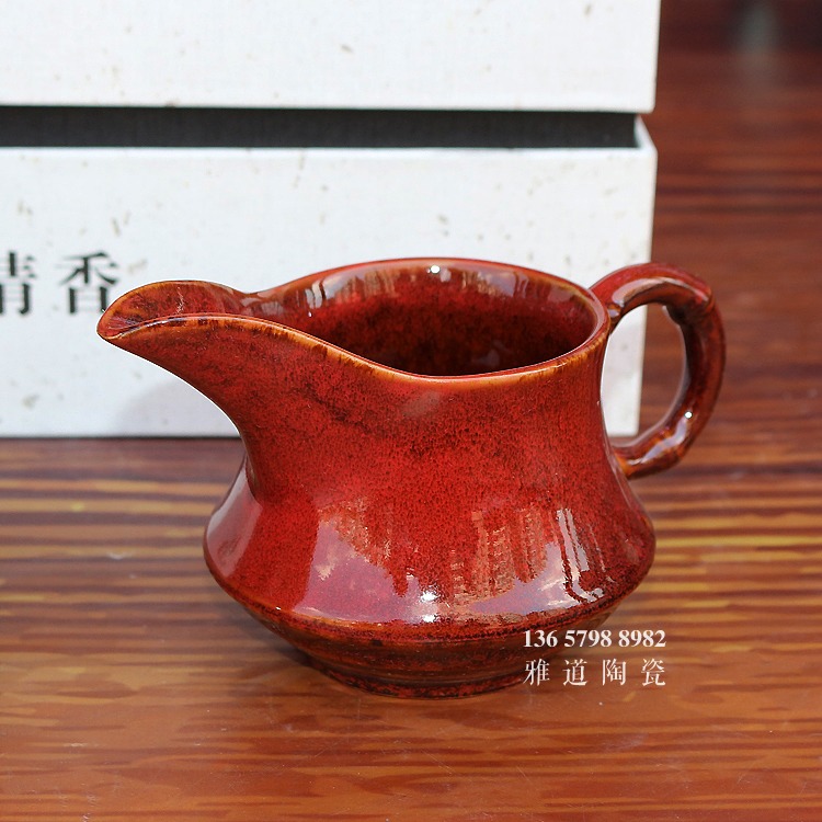 景德镇高温颜色釉窑变陶瓷功夫茶具套装-公道杯