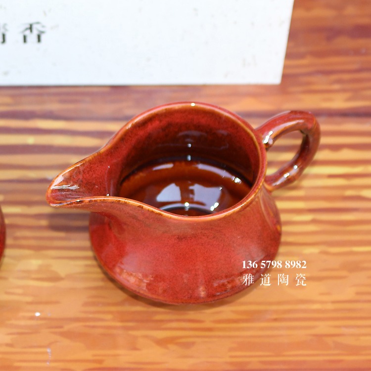 景德镇高温颜色釉窑变陶瓷功夫茶具套装-公道杯