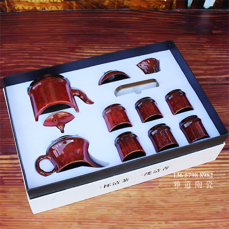 景德镇高温颜色釉窑变陶瓷功夫茶具套装 景德镇高温颜色釉窑变陶瓷功夫茶具套装