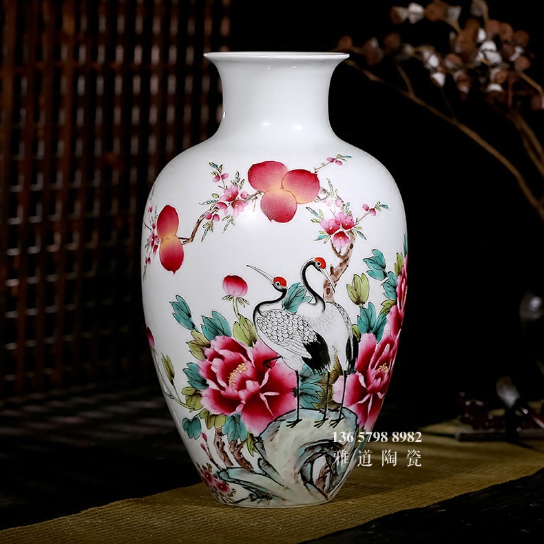 景德镇名家手绘陶瓷花瓶富贵长寿