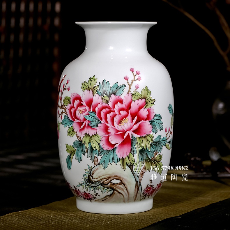 名家夏国安手绘客厅陶瓷花瓶鸟语花香