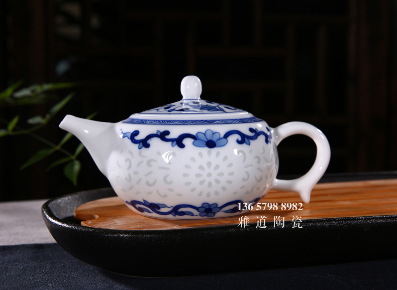 景德镇高档手绘玲珑陶瓷茶具套装