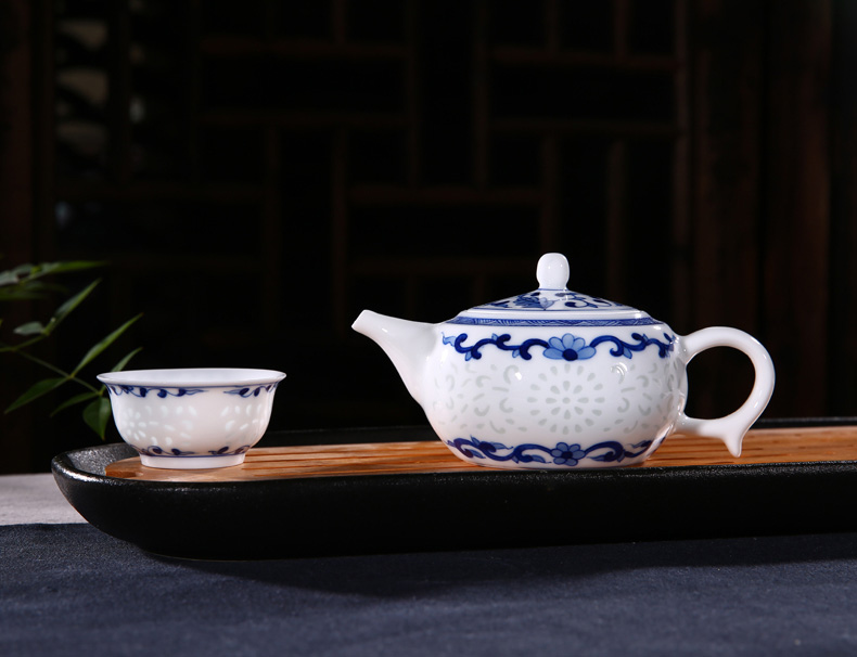 景德镇高档手绘玲珑陶瓷茶具套装