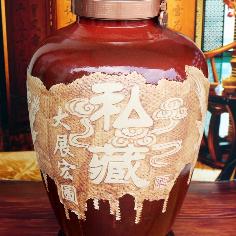 景德镇高档密封雕刻100斤酒坛子