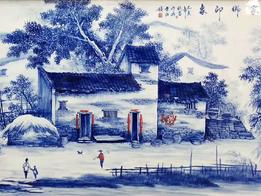 水乡系列名家手绘青花瓷板画