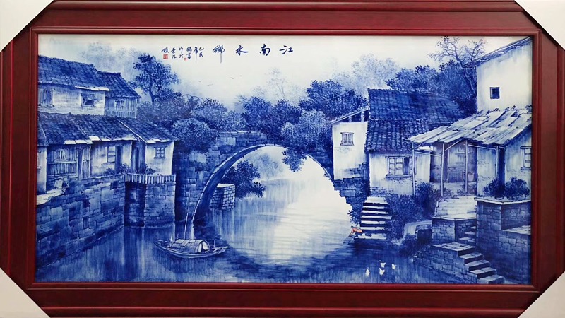 水乡系列名家手绘青花瓷板画