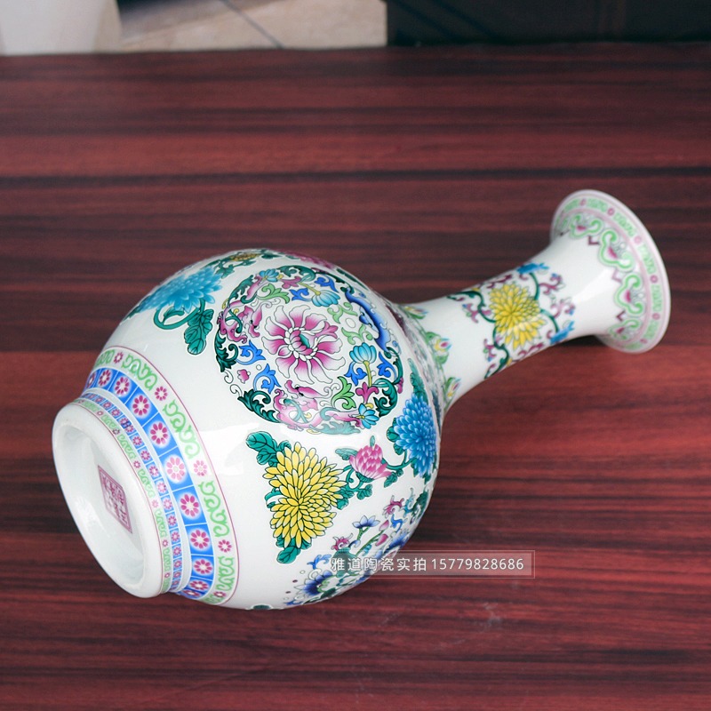 万花珐琅彩陶瓷花瓶家居摆件